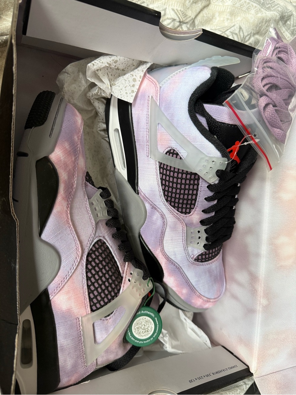 Air Jordan 4 Retro SE 7.5 men’s 9-9.5 in womens Tie-Dye Sneakers lavender pink - Picture 3 of 15